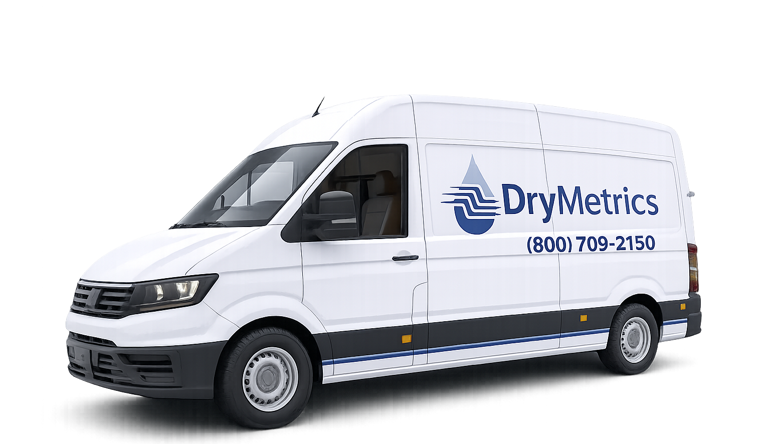 DryMetrics branded white service van for mold remediation and water damage restoration in Orlando and Central Florida